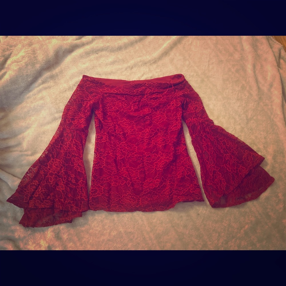 Sheer bell sleeved top